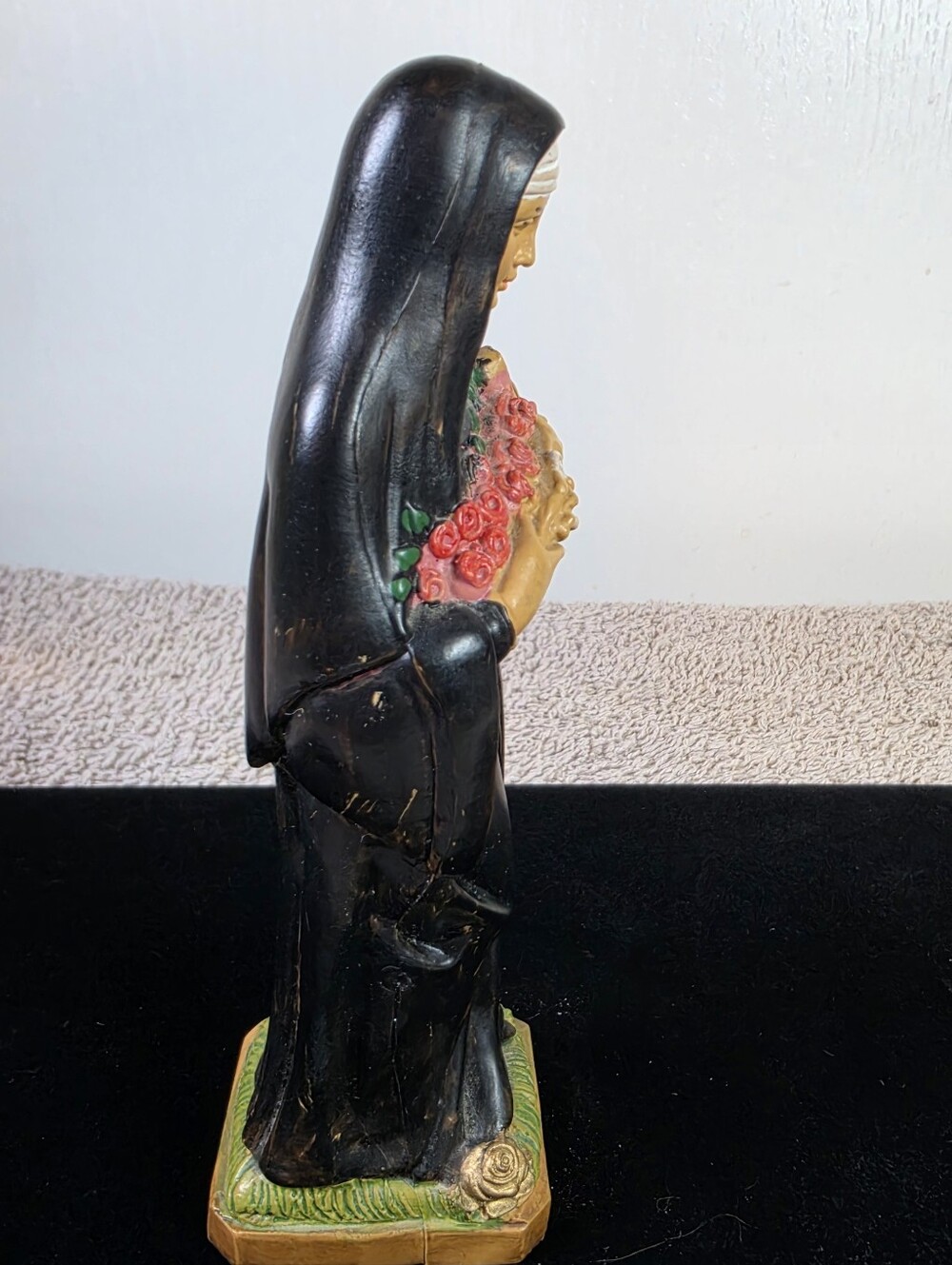 Religious Statue Figurine - Black and Pink Saint Rita Of Cascia - Picture 3 of 9